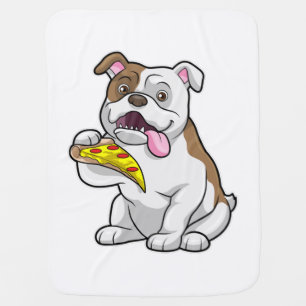 Bulldog with Piece of Pizza Baby Blanket