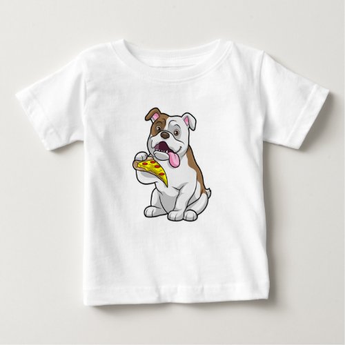 Bulldog with Piece of Pizza Baby T_Shirt
