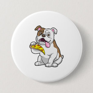 Bulldog with Piece of Pizza Button