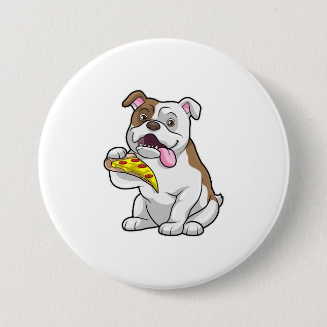 Bulldog with Piece of Pizza Button (Front)
