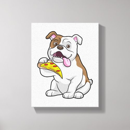 Bulldog with Piece of Pizza Canvas Print