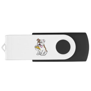 Bulldog with Piece of Pizza Flash Drive
