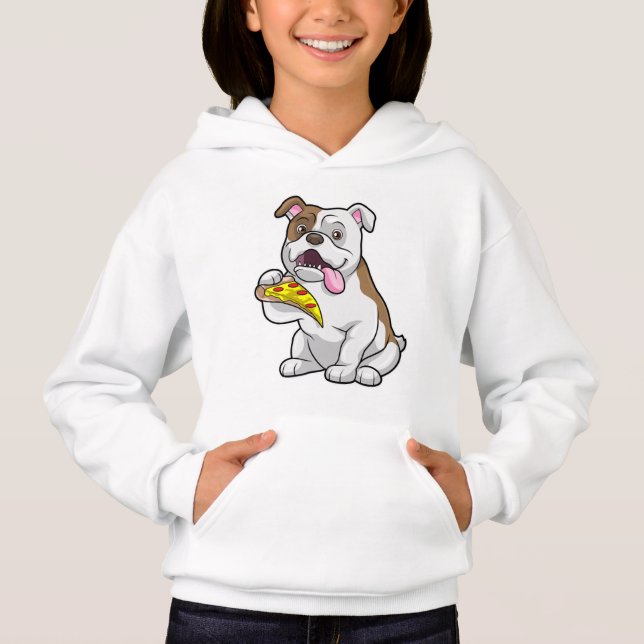 Bulldog with Piece of Pizza Hoodie (Front)