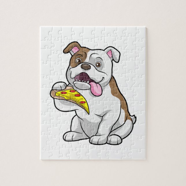 Bulldog with Piece of Pizza Jigsaw Puzzle (Vertical)