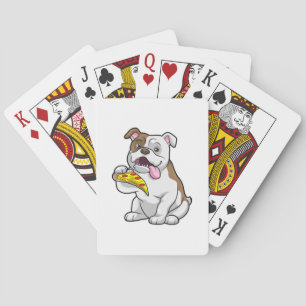 Bulldog with Piece of Pizza Poker Cards