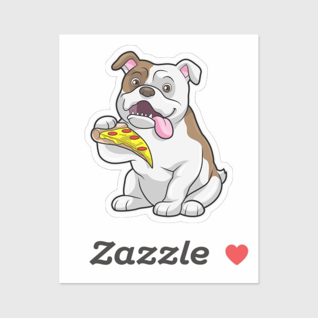 Bulldog with Piece of Pizza Sticker (Sheet)