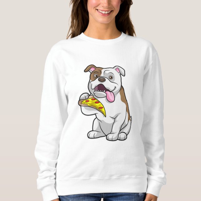 Bulldog with Piece of Pizza Sweatshirt (Front)
