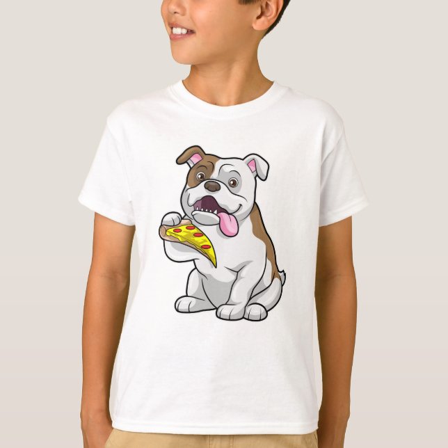 Bulldog with Piece of Pizza T-Shirt (Front)