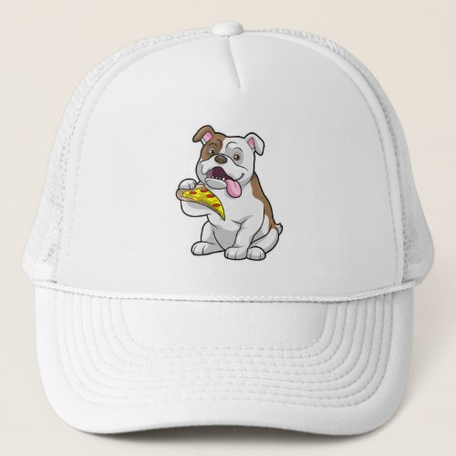 Bulldog with Piece of Pizza Trucker Hat
