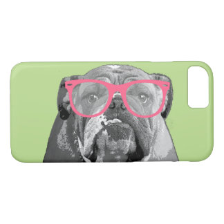 Bulldog with Pink Glasses Cute Funny Phone Case