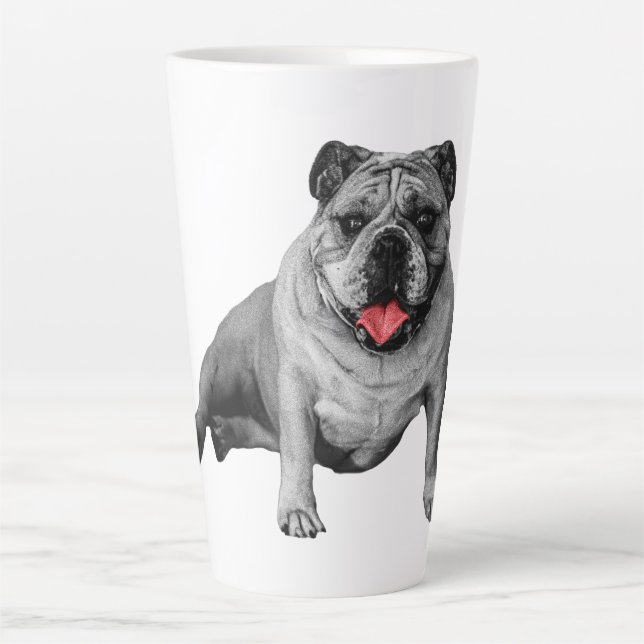Bulldog with Playful Red Accents Latte Mug (Front)