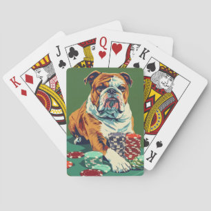 Bulldog with Poker Chips Cards
