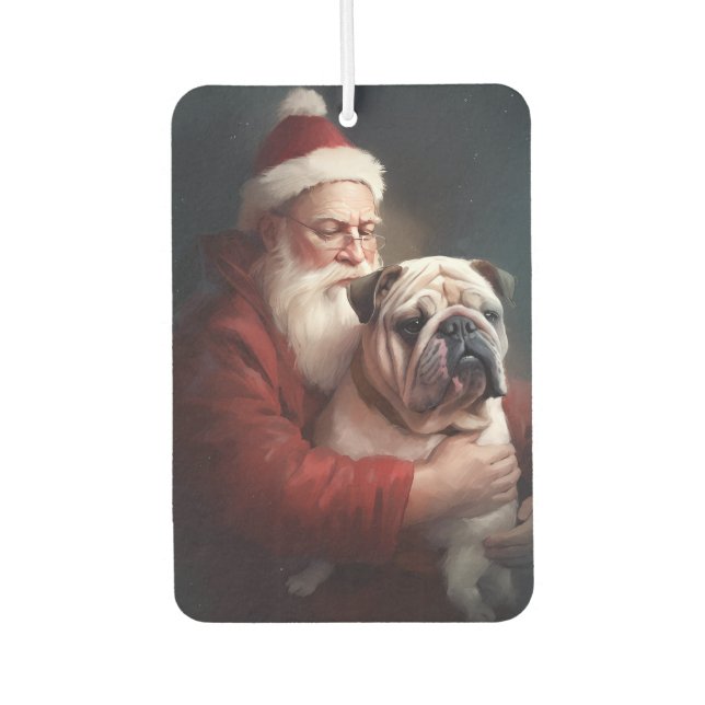 Bulldog With Santa Claus Festive Christmas  Air Freshener (Front)