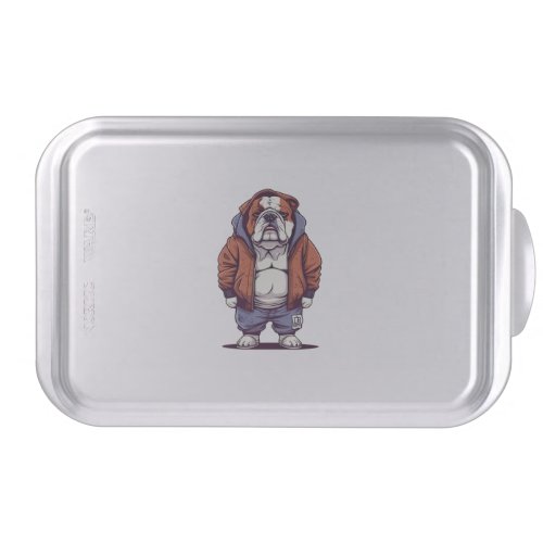 Bulldog With Sunglasses in a Cool Hoodie  Cake Pan