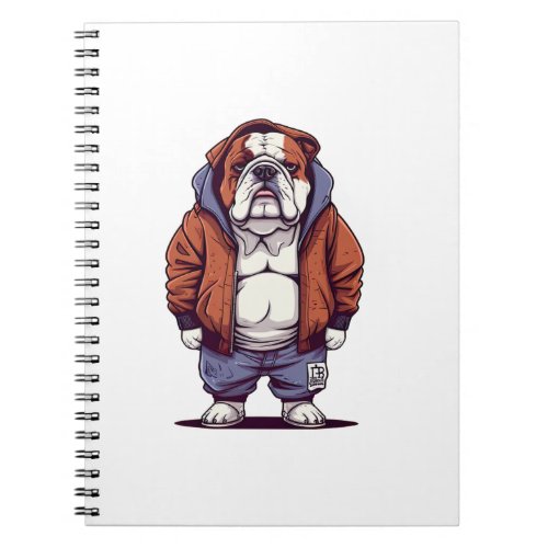 Bulldog With Sunglasses in a Cool Hoodie Notebook