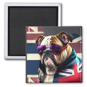 Bulldog With Union Jack Jacket Magnet by Theraven14 at Zazzle