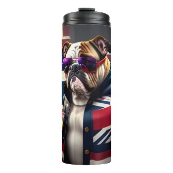 Bulldog With Union Jack Jacket Thermal Tumbler by Theraven14 at Zazzle