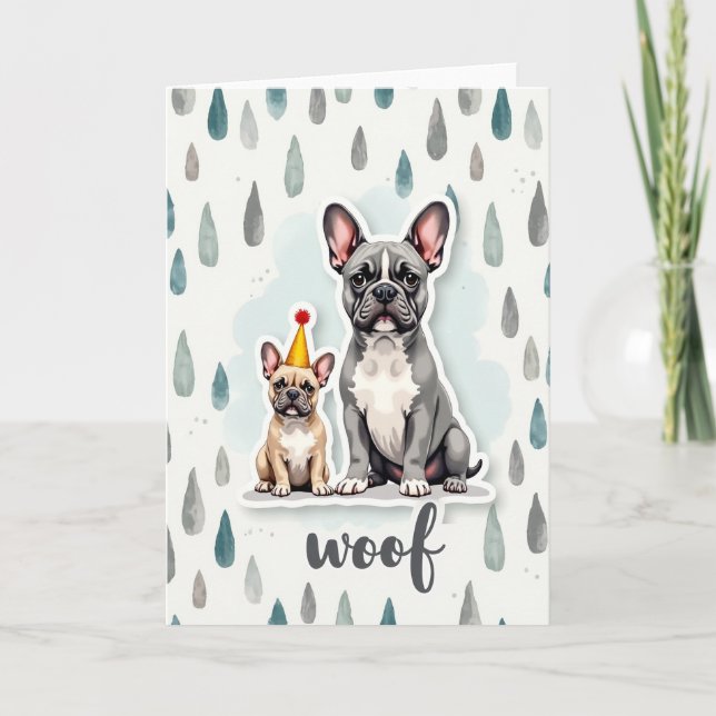Bulldog Woof Fathers Day Card (Front)