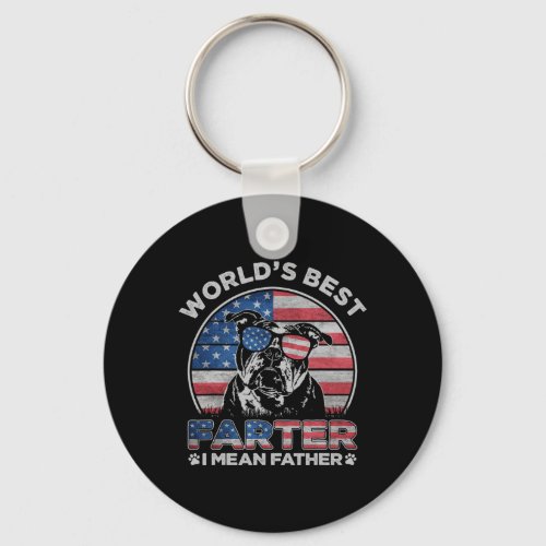 Bulldog Worlds Best Farter I Mean Father Usa Flag Keychain