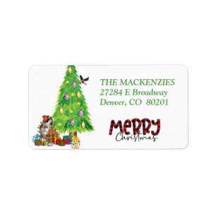BullDog Wrapped in Holiday Lights Return Address L Label