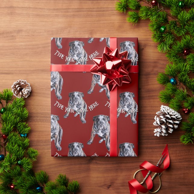Bulldog Wrapping Paper Custom Dog Christmas Paper (Holiday Gift)