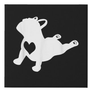 Bulldog Yoga Pose Love Heart Workout Gift Faux Canvas Print