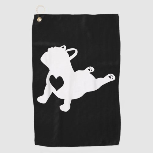 Bulldog Yoga Pose Love Heart Workout Gift Golf Towel