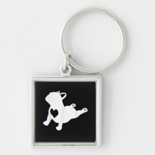 Bulldog Yoga Pose Love Heart Workout Gift Keychain
