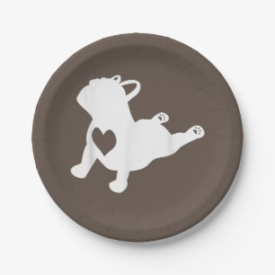 Bulldog Yoga Pose Love Heart Workout Gift Paper Plates