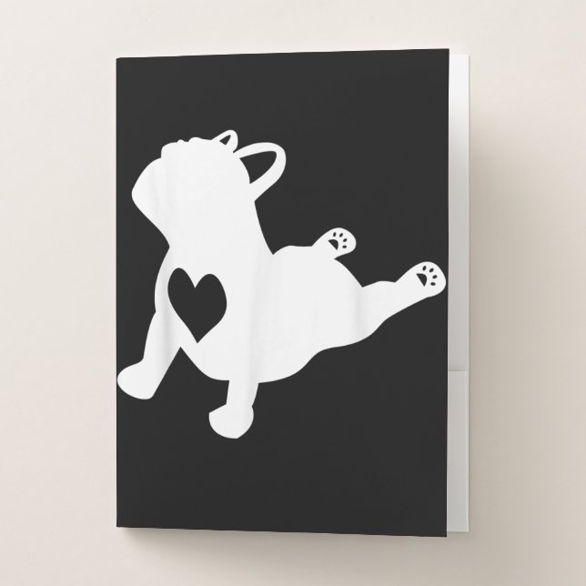 Bulldog Yoga Pose Love Heart Workout Gift Pocket Folder (Front)