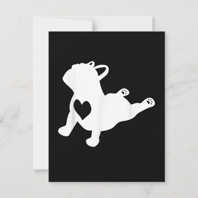 Bulldog Yoga Pose Love Heart Workout Gift Thank You Card (Front)