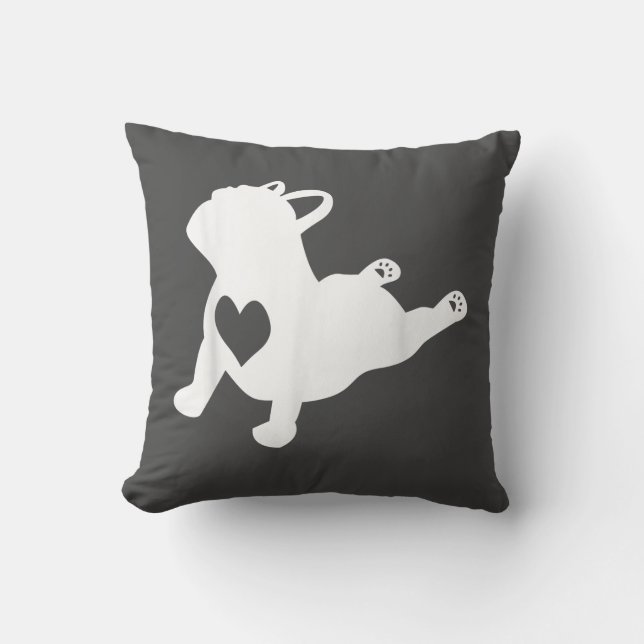 Bulldog Yoga Pose Love Heart Workout Gift Throw Pillow (Front)