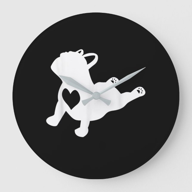 Bulldog Yoga Pose Love Heart Workout Large Clock (Front)