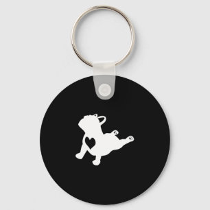 Bulldog Yoga Pose With Heart Of Love French Gift Keychain