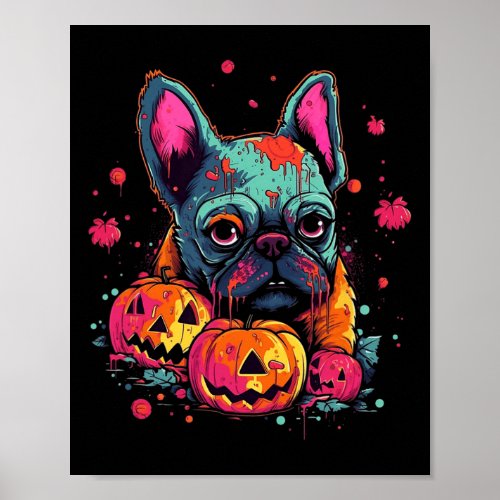 Bulldog Zombie Halloween Costume Dog Lover Puppy  Poster