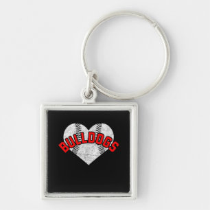 Bulldogs Baseball Softball High School Team Mascot Keychain