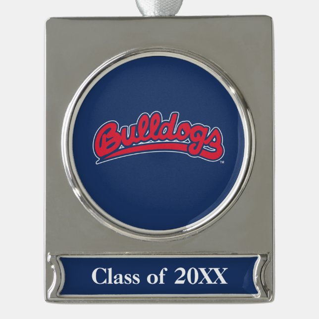Bulldogs Class Year Silver Plated Banner Ornament (Front)