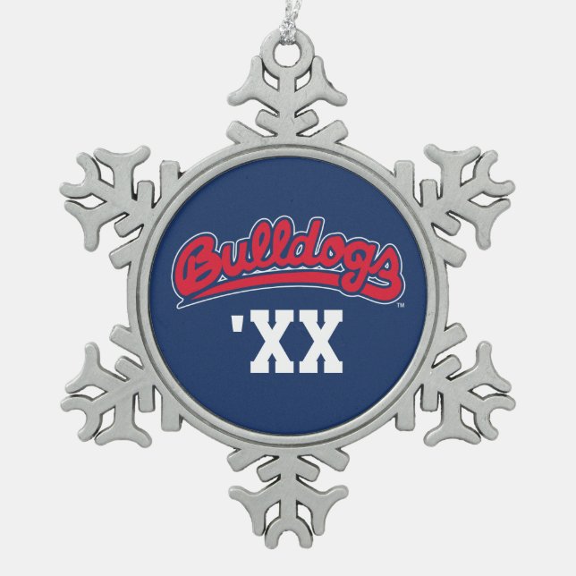 Bulldogs Class Year Snowflake Pewter Christmas Ornament (Front)