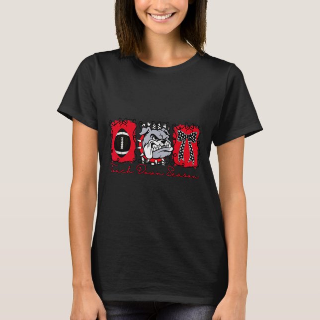 Bulldogs Football Game Day School Mascot Team Srit T-Shirt (Front)