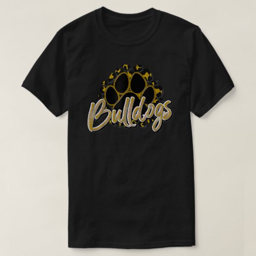 Bulldogs Gold Black Cheetah School Sports Fan Team T_Shirt
