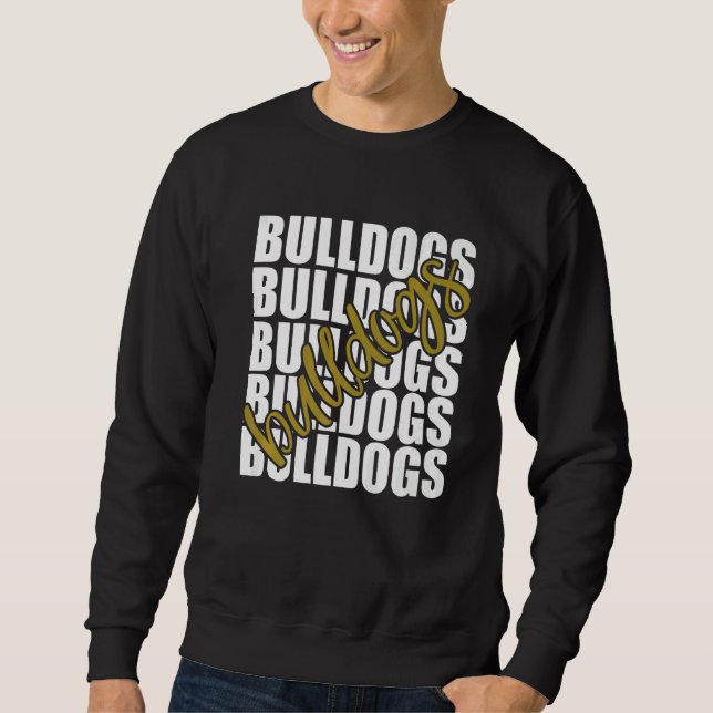 Bulldogs Gold School Sports Fan Team Spirit   Sweatshirt (Front)