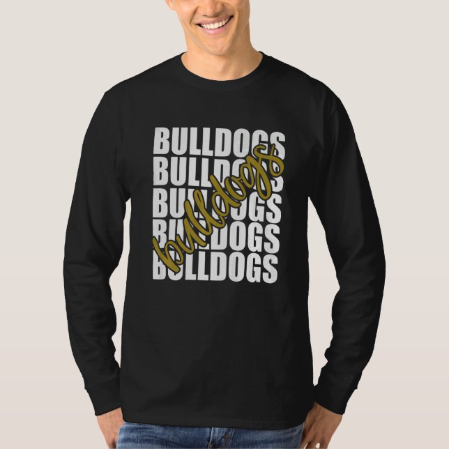 Bulldogs Gold School Sports Fan Team Spirit   T-Shirt (Front)