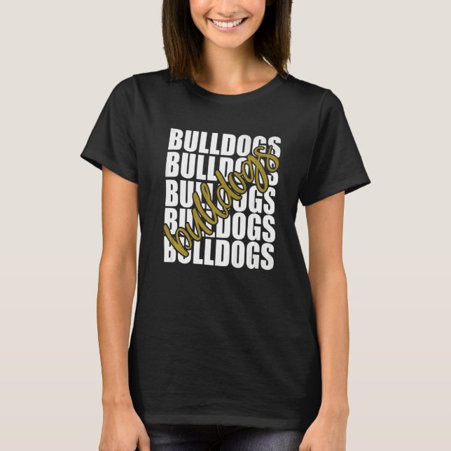 Bulldogs Gold School Sports Fan Team Spirit   T-Shirt (Front)