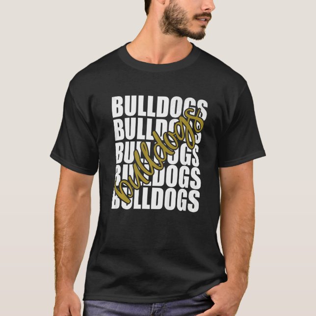 Bulldogs Gold School Sports Fan Team Spirit   T-Shirt (Front)