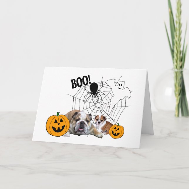Bulldogs Halloween Greeting Card (Front)