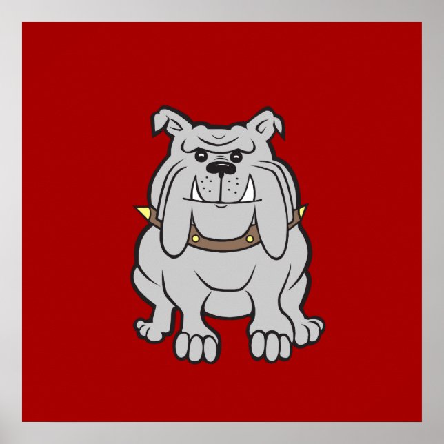 Bulldogs Mascot on Red Dog Lover Gifts Poster (Front)