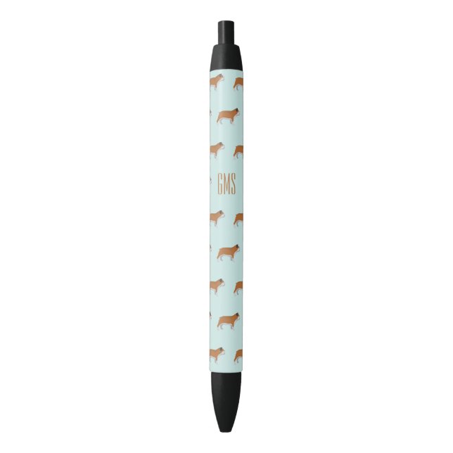 Bulldogs Pattern Monogram Pen (Front Vertical)