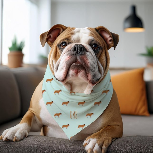 Bulldogs Pattern Monogrammed Pet Bandana Collar (Creator Uploaded)