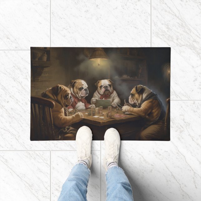 Bulldogs Playing Poker Art Doormat (Indoor)