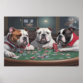 Bulldogs playing poker poster